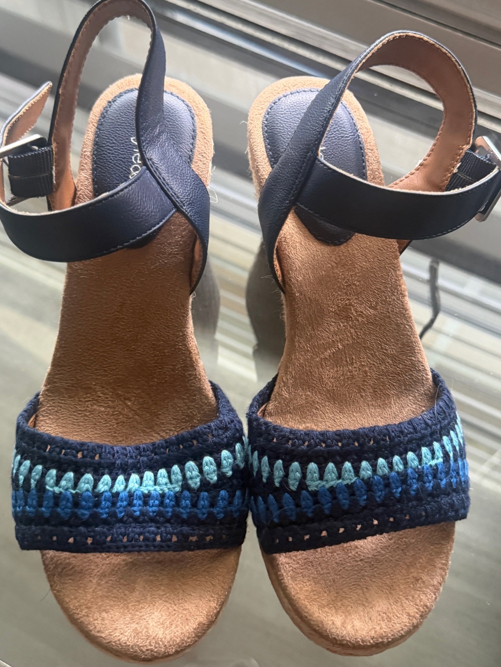 Style & Co Women’s Navy Blue Crochet Wedge Sandals